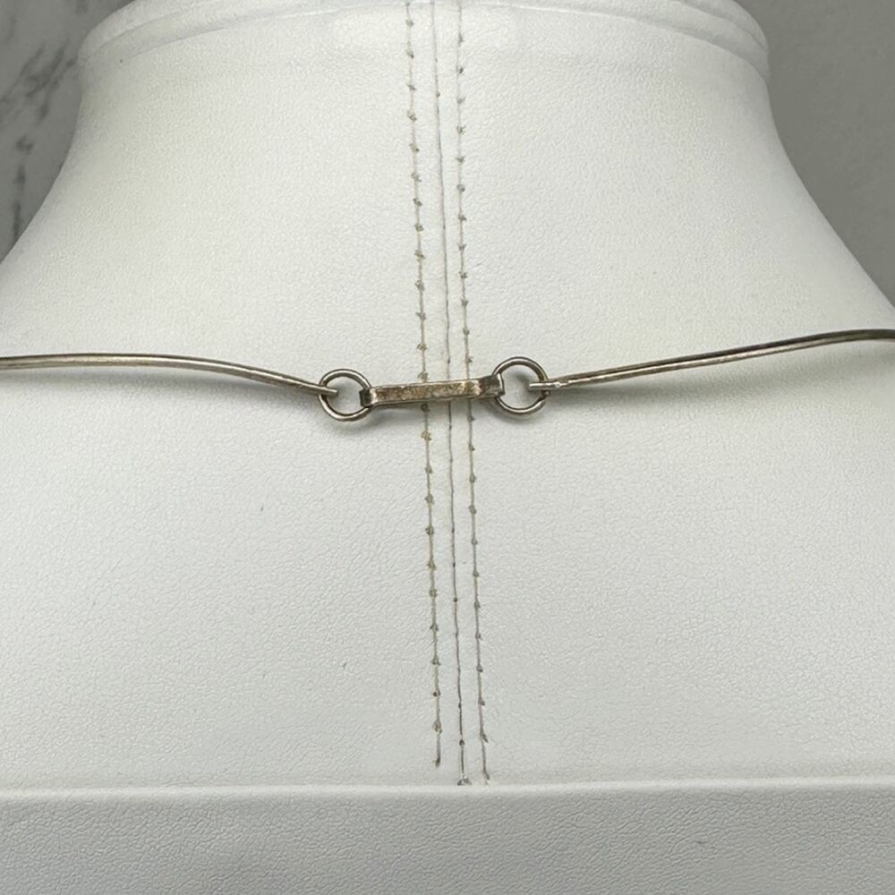 Vintage Alpaca Mexico Silver Tone Faux Turquoise Geometric Collar Necklace ✨ - Picture 8 of 9